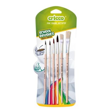 Pędzelki szkolne drewniane 6szt CRICCO
