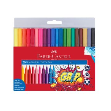 Flamastry Grip 20 kolorów w etui FABER CASTELL