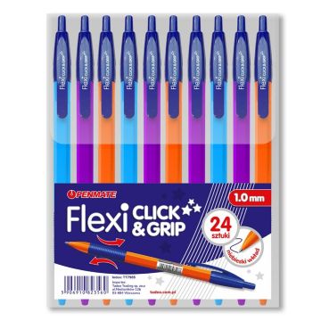 Długopis Flexi Click&Grip mix niebieski (24szt)