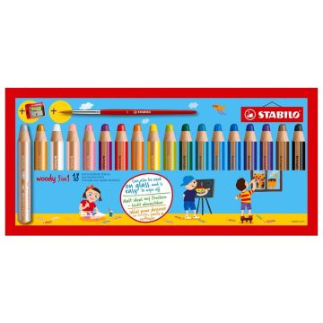 Kredki Woody 3w1 18 kol + temperówka STABILO