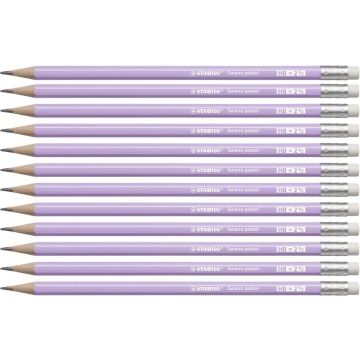 Ołówek Swano Pastel HB z gumką lilia (12szt)
