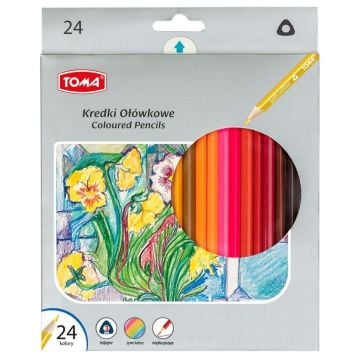 Kredki ołówkowe trójkątne 24 kolory TOMA
