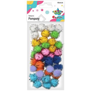 Pompony brokatowe 20mm mix 40szt.