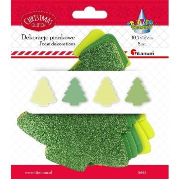 Piankowe choinki 106x119mm zielone mix 8szt.
