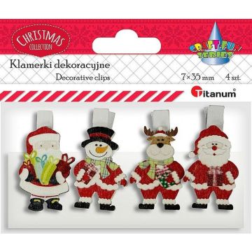 Klamerki drewniane z dekorem 4szt
