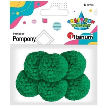 Pompony włóczkowe 3cm zielone 6szt.