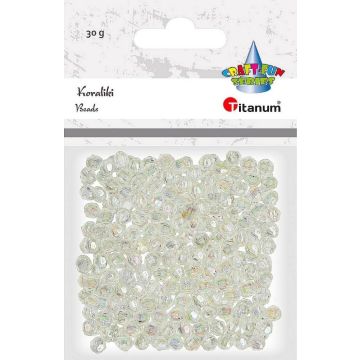 Koraliki plastikowe fasetowane 30g białe