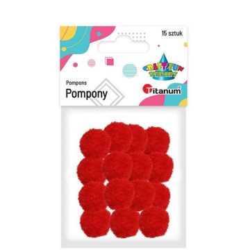 Pompony poliestrowe 18mm czerwone 15szt