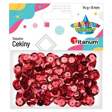Cekiny 9mm okrągłe metaliczne czerwone