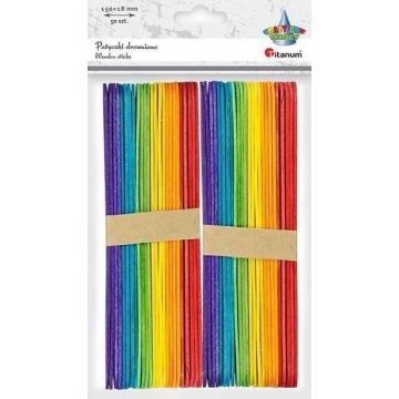 Drewniane patyczki proste 18x150mm mix kolor 50szt