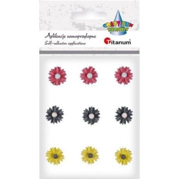 Kwiatki samoprzylepne z żywicy margerytki mix 9szt