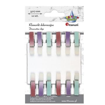 Ozdoba drewniana Klamerki ombre 7x45mm mix 12szt