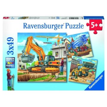 Puzzle 3x49 Duże pojazdy budowlane