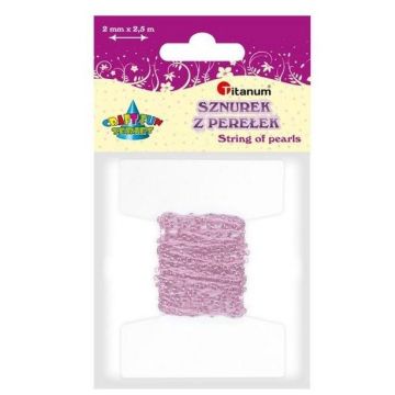 Perełki na sznurku 2,5mmx2m różowe