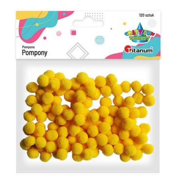 Pompony poliestrowe 10mm żółte 120szt