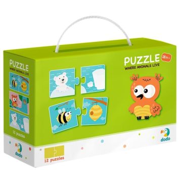 Puzzle 12x2 Gdzie żyją zwierzęta?