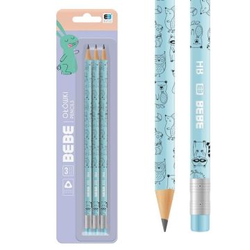 Ołówek 3szt Bebe Kids Pastel
