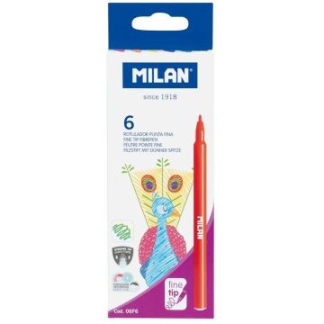 Flamastry okrągłe cienkie 6 kolorów MILAN