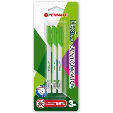 Długopis Flexi Trio Jet Antibacterial nieb. 3szt