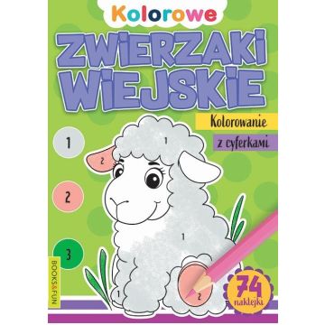 Zwierzaki wiejskie. Kolorowanie z cyferkami