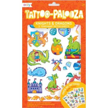 Tatuaże zmywalne Tattoo Palooza - Smoki i Rycerze