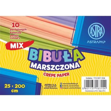 Bibuła marszczona pastel 25x200cm mix (10szt)