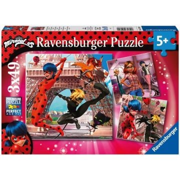 Puzzle 3x49 Miraculum: Biedronka i Czarny Kot