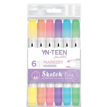 Marker Sketch Line Pastel 6 kolorów YN TEEN