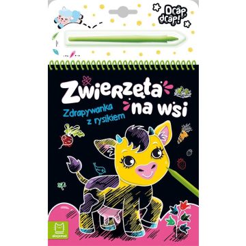 Zwierzęta na wsi. Zdrapywanka z rysikiem