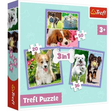 Puzzle 3w1 Urocze pieski TREFL