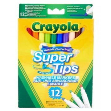 Flamastry zmywalne grube i cienkie 12 kol CRAYOLA