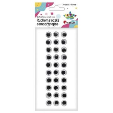 Oczy samoprzylepne bez rzęs 12mm okrągłe 30szt