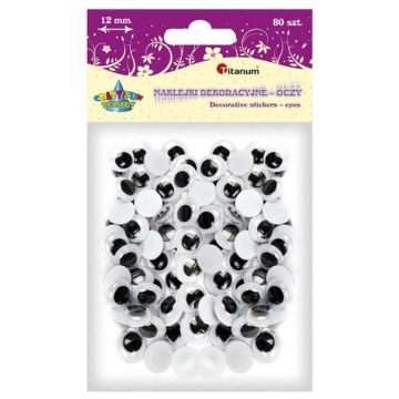 Oczy samoprzylepne bez rzęs 12mm okrągłe 80szt