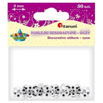 Oczy samoprzylepne bez rzęs 5mm okrągłe 50szt