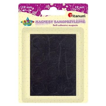 Magnesy samoprzylepne okrągłe czarne 12mm 12szt