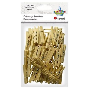 Klamerki drewniane naturalne 24szt