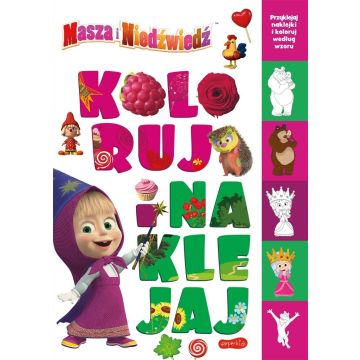 Masza i Niedźwiedź. Koloruj i naklejaj 2