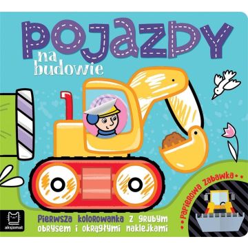 Pojazdy na budowie.. kolorowanka z grubym obrysem