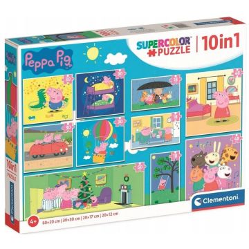 Puzzle 10w1 Super Kolor Świnka Peppa