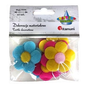 Aplikacje materiałowe kwiaty 45x45mm mix 10szt