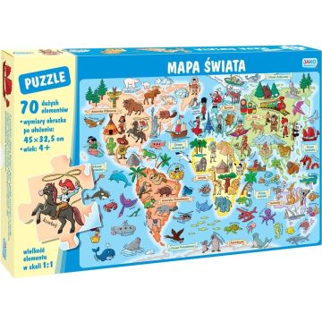 Puzzle 70 elementów. Mapa świata