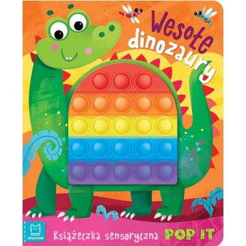 Książeczka sensoryczna z POP IT.Wesołe dinozaury
