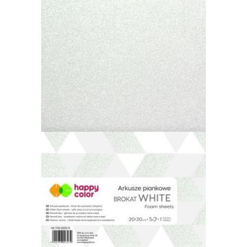 Arkusze piankowe brokat A4 białe 5szt. HAPPY COLOR