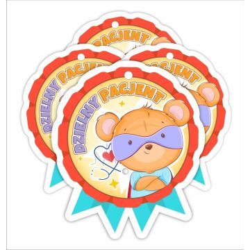 Medal papierowy - Dzielny pacjent Super Miś 4szt