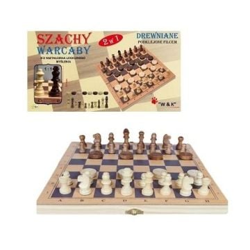 Szachy i warcaby 2w1 drewniane 29x29cm