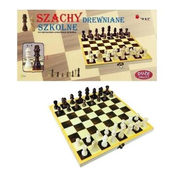 Szachy szkolne drewniane 34x33cm