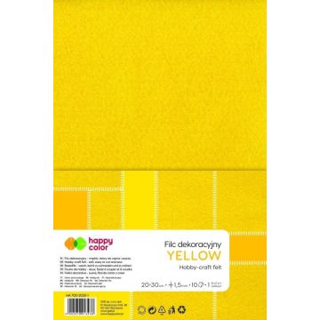 Filc dekoracyjny żółty 10szt HAPPY COLOR