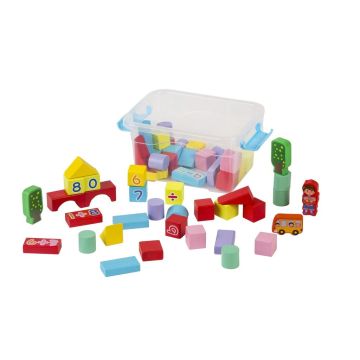 Klocki drewniane kolorowe 53el