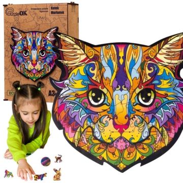 Puzzle drewniane eko 39 Kotek Murkotek A3