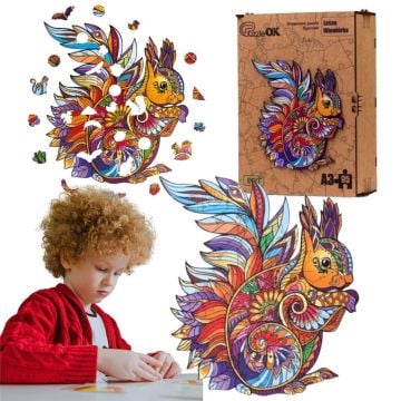 Puzzle drewniane eko 95 Leśna wiewiórka A3